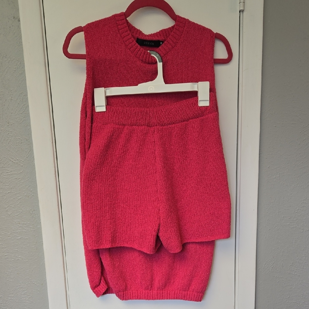 Zesica Red Knit Sweater Set